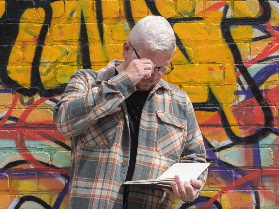 Scott reading and thinking through a client brief